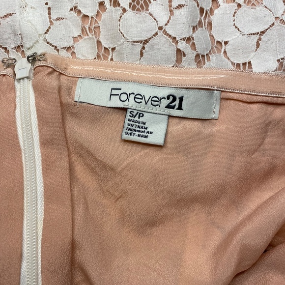 forever 21 women's white and pink lace strapless dress size S body con dress - Picture 8 of 8